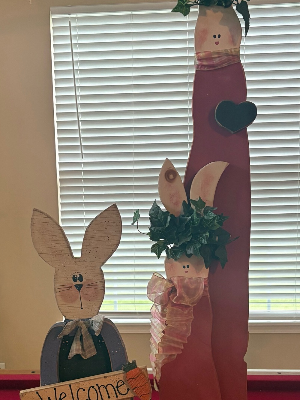Amazon Pink and Cream Decorative Bunny and Tall Ornament Set